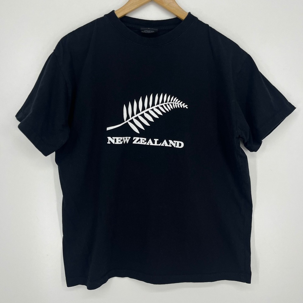 Pro Kiwi New Zealand Silver Fern Graphic T-Shirt Mens Large Black Cotton Tee